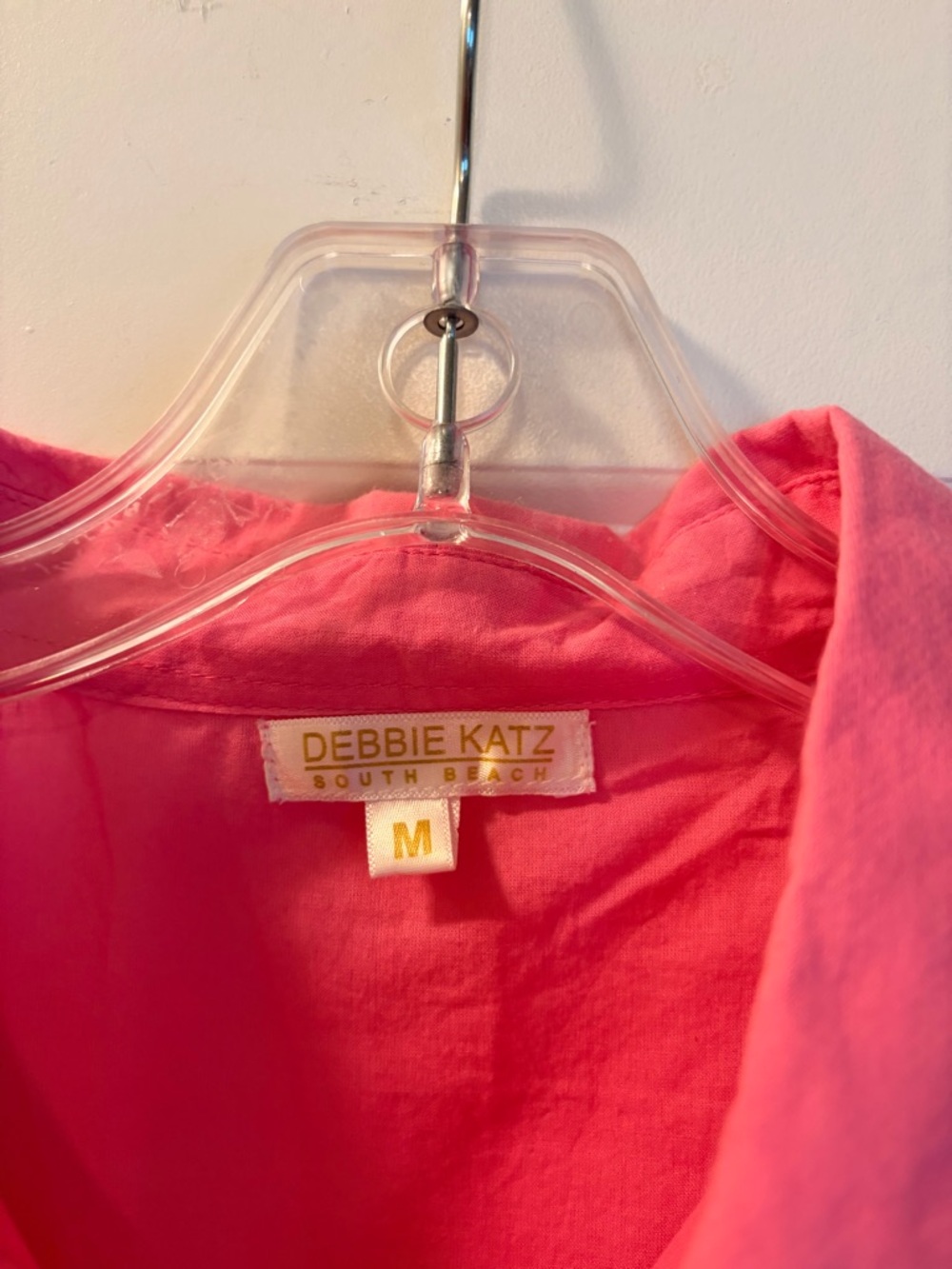 Bright Pink Embroidered Shirt Dress Or Swim Cover Up - Picture 5 of 10